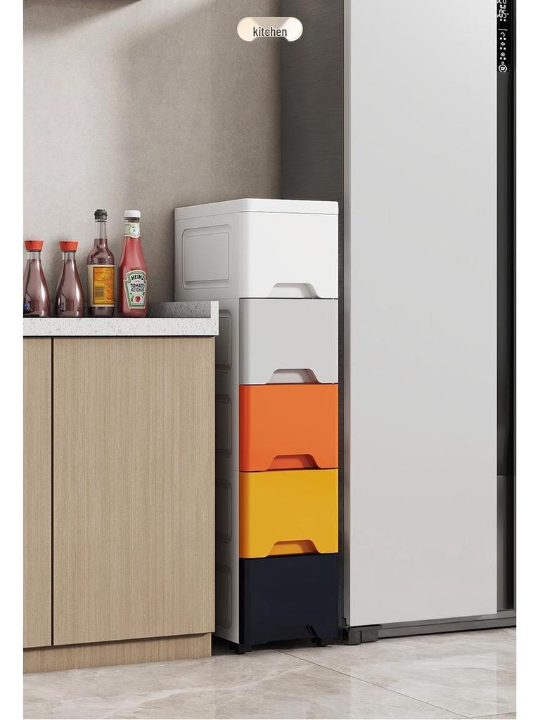 Wide Gap Drawer-Style Cabinet: Kitchen/Bathroom Narrow Storage Shelf Box (15/18/25 Width).