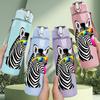 1PC Zebra Playing Pink Ball Cartoon Print 750ml Color Plastic Sports Water Bottle Leakproof Flip Straw Lid Suitable for Sports Office Home Use
