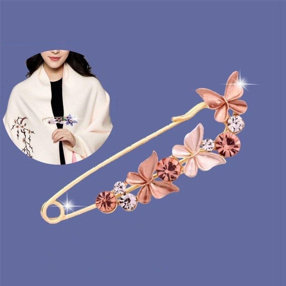 Rhinestones Flower Brooch Adjustable Waist Fastening Pins Versatile Brooches  Dress Decoration