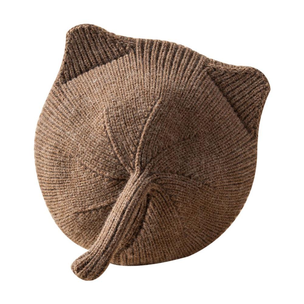 Solid Color Beanie Cap Wool Crochet Bonnet Cute Beret Hat Autumn Winter