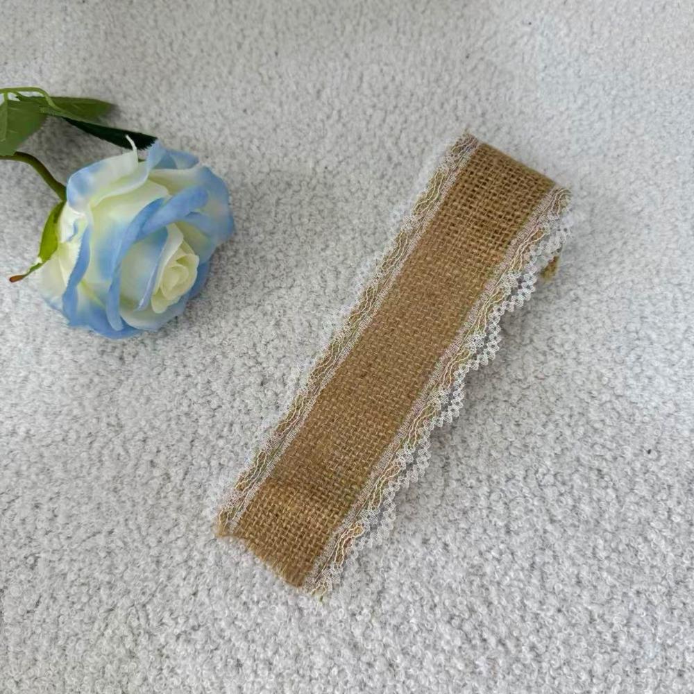 Rustic Style Burlap Rolls With Lace Natural Jute Jute Ribbon Vintage Style Sisal Lace Trim Burlap Ribbon Wedding Decoration