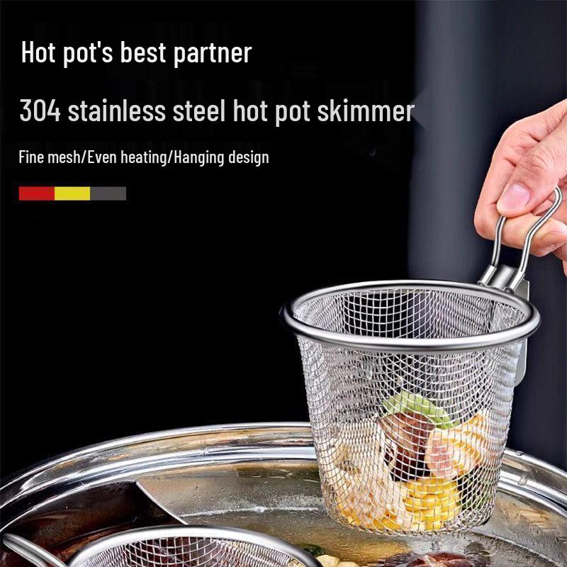 Feinmaschiger Skimmer aus 316 Edelstahl: Nudelsieb, Mehl-Sieb, Öl-Frittier-Siebkorb