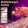 8.7" Realistic Vibrating Silicone Dildo, 9 Vibration Modes, Telescopic & Tongue Licking Function, Heating Waterproof Rechargeable Toy