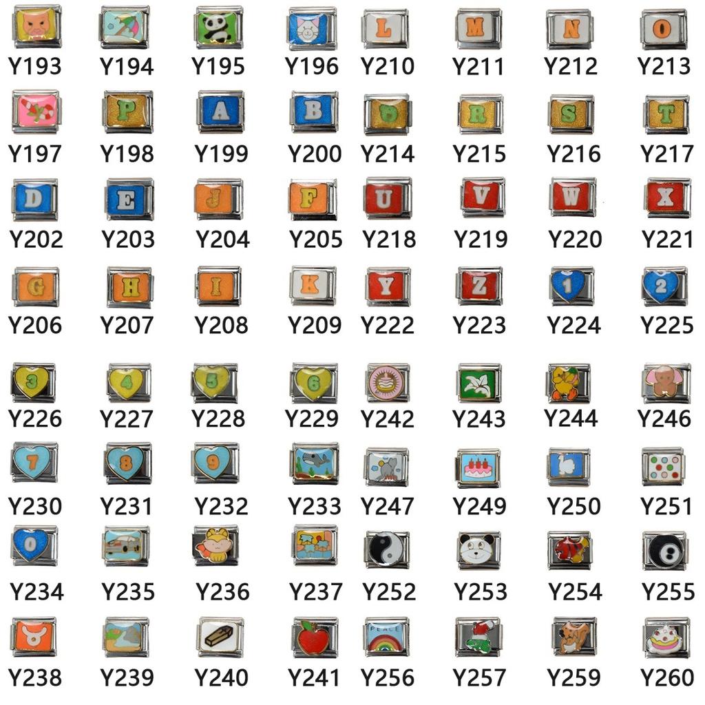 18 szt. Personalizowane Akcesoria do Bransoletek Moduł Włoski DIY Prezenty Materiał Stal Nierdzewna Litera Kreskówka Neutralny Numer Bransoletka