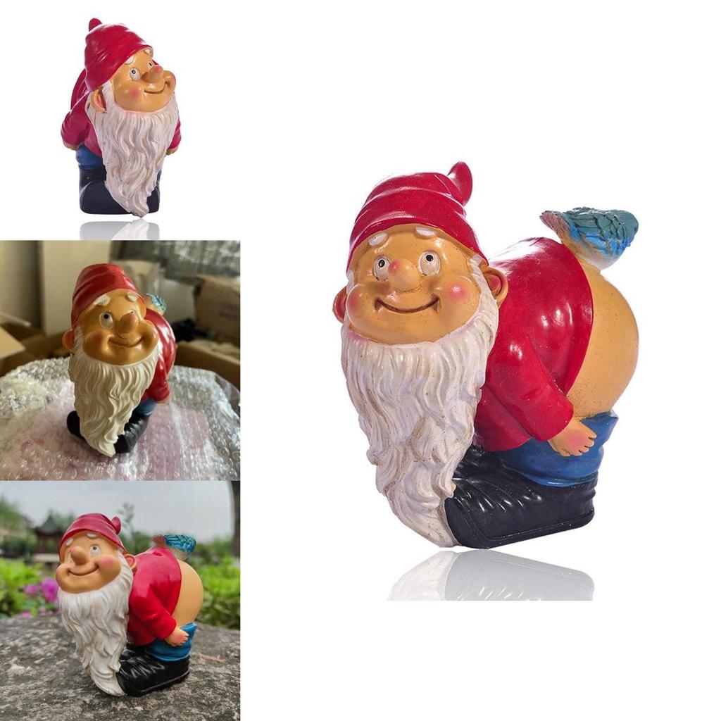 Cheeky Garden Gnome Statue Funny Dwarf Figurine For Outdoor Decoration