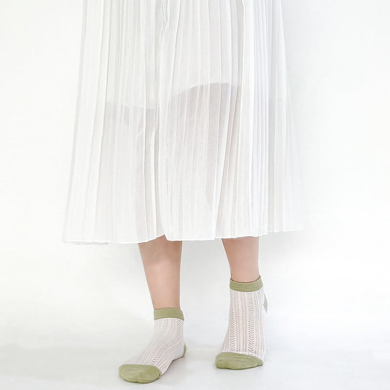 YELLOWSOCKS ANKLE SOCKS PUNCHING see-THROUGH WHITE