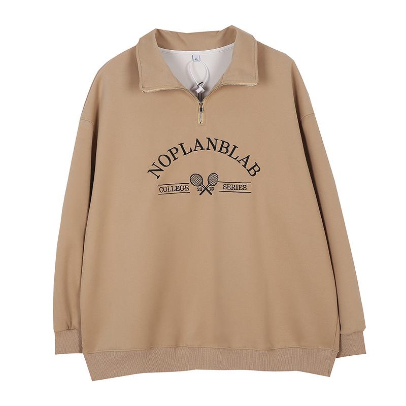 

Женский свитер Eno Plus Size с вышитыми буквами — свободный крой, осенний спортивный стиль (330685)