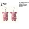 Charming Animal Jewelry Pink Pig Dangle Earrings 2D Acrylic Charm