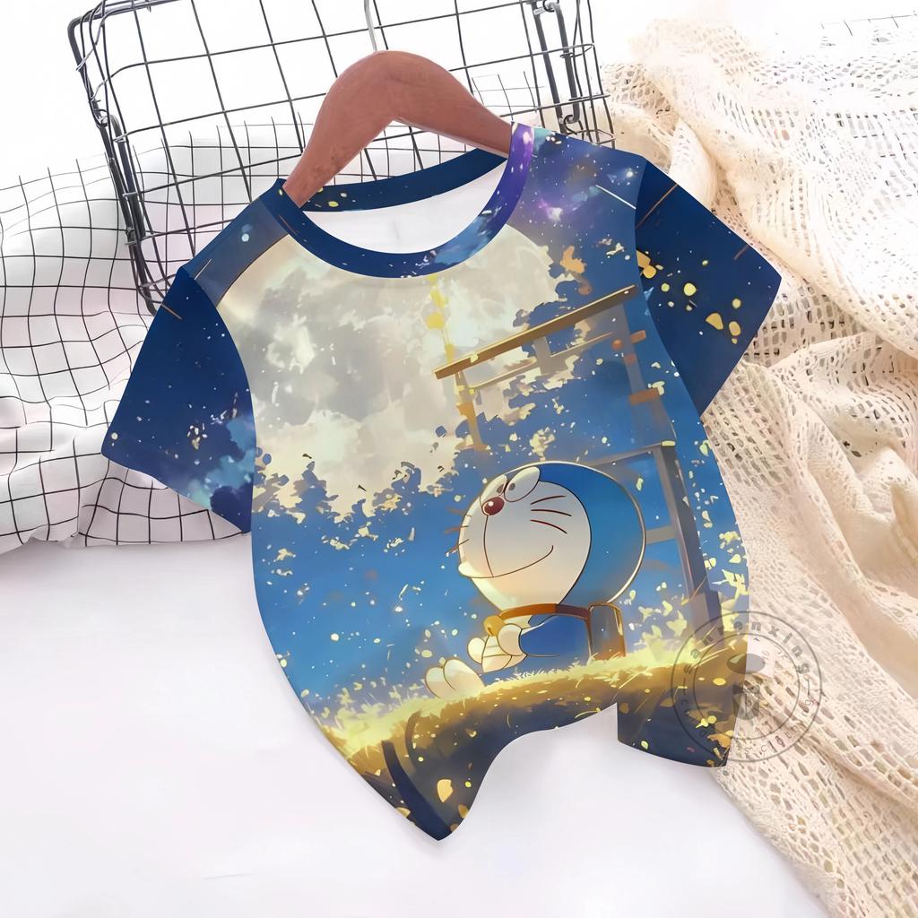 Summer Doraemon 3D Printe Children's Tops Teenagers From T-Shirts For Boys Girls Kids Clothes Short Sleeve