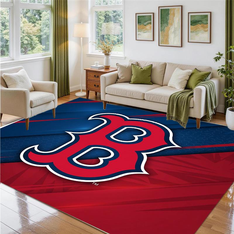 Boston Red Sox Design Kristall-Samt Teppich Weiche Dekorationsmatte für Schlafzimmer Eingang
