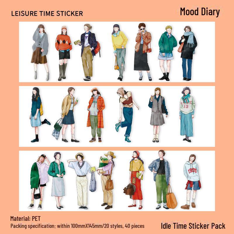 Leisure Time Korean Character Sticker Pack for Notebooks