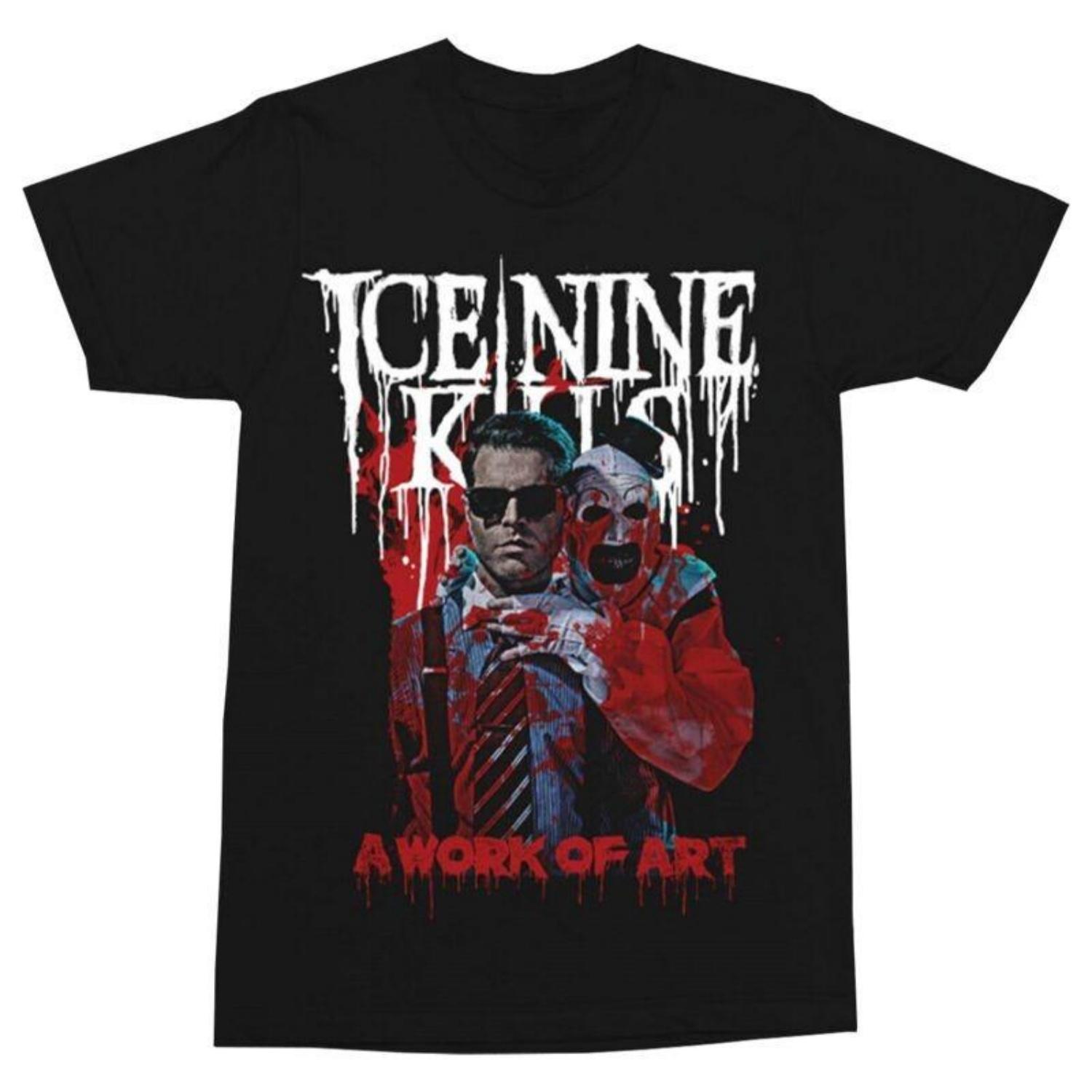 

Crew Neck T - Shirt with Ice Nine Kills X Terrifier Art The Clown Drip Creative - Inspired Graphic Featuring Metal Art for Fans XXXXXL чорний