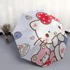 1pc Hello Kitty Automatic Opening/Closing Umbrella with Polka Dot Bow - Portable Three-Fold Design, 8-Bone Iron Frame Outdoor Umbrella for Fans, Trave