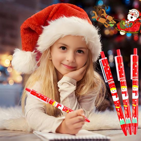 6Pcs Christmas Gel Pens Various Festive Patterns Push-Type Christmas Pens Stationery Supplies Christmas Party Favors