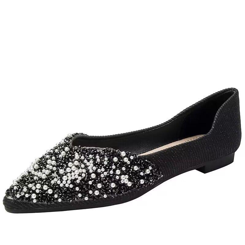Comfortable and Elegant Pearl Pointed Toe Woman Flats Korean Style Offer Y2k Wholesale Spring Low Price Slip-on Shoes for Women