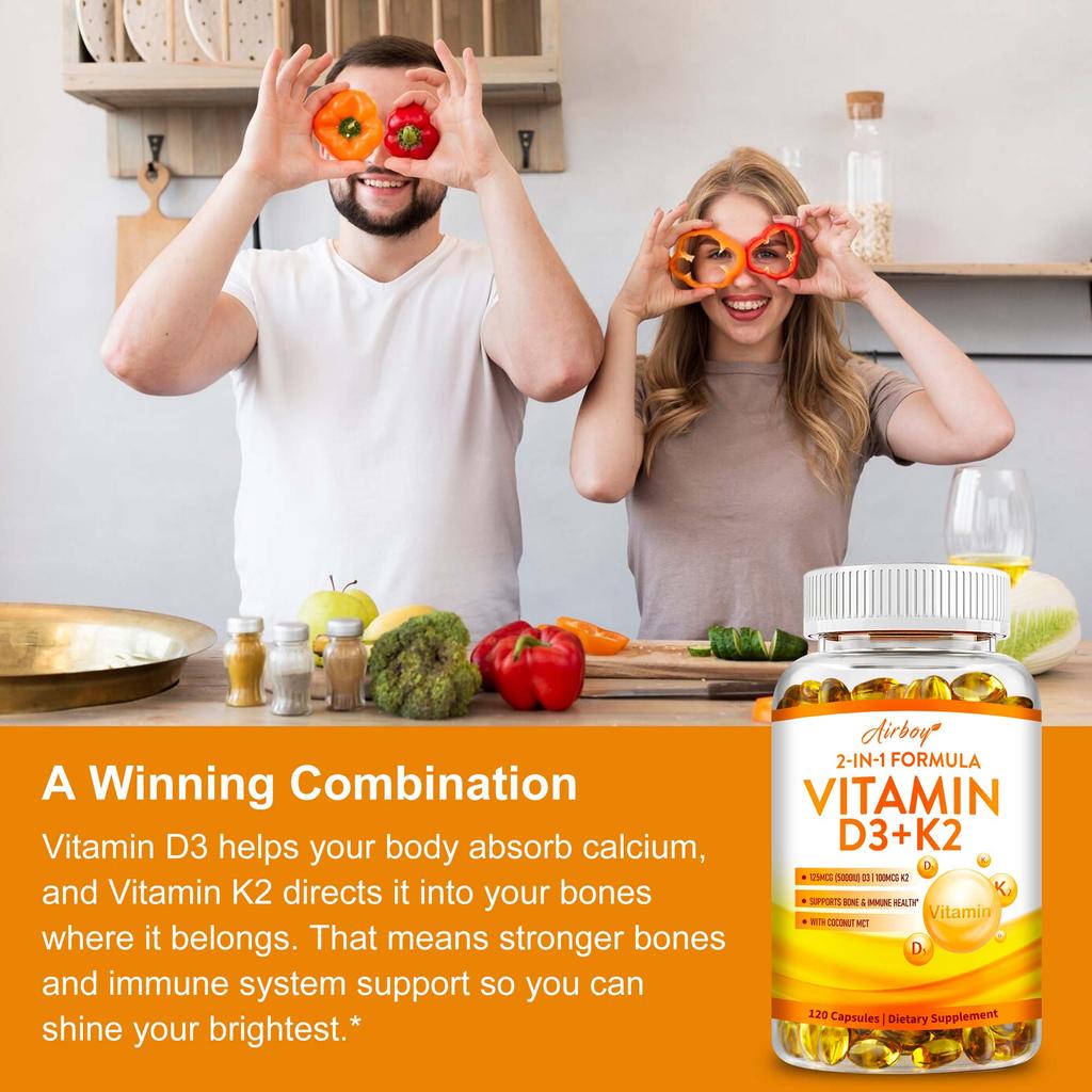 Vitamin D3 + K2 - Coconut Oil - Bone & Joint Health,Immune and Metabolic Support