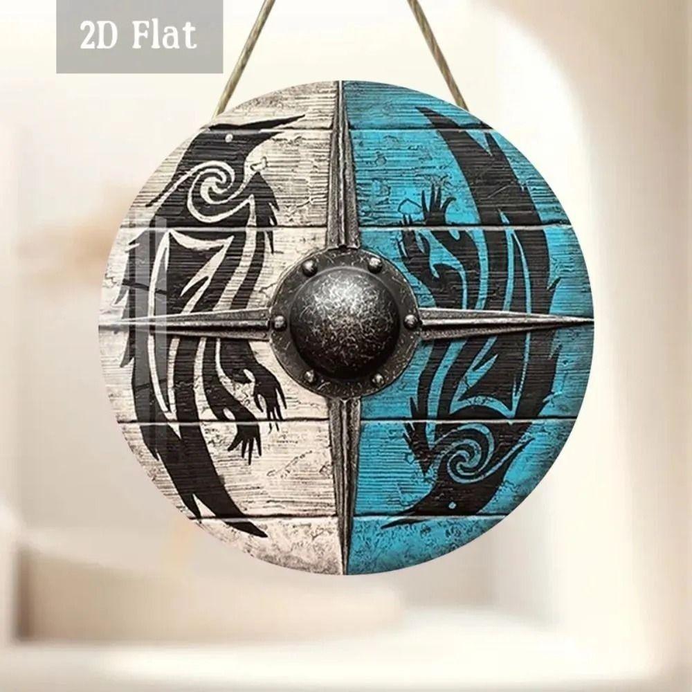Round Metal Poster, Retro Embossed Viking Shields, Home & Garage Decor