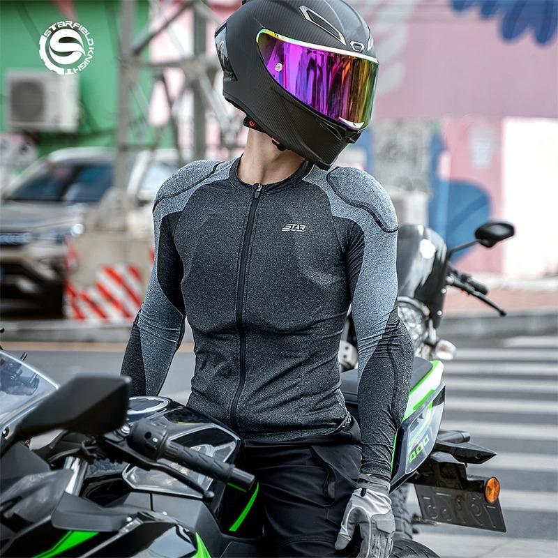 Giacca Morbida Corazzata da Motociclista Uomo Estiva CE Livello 2 Abbigliamento Body Armor Moto Protezione Motocross Maschile Equipaggiamento Protettivo da Equitazione