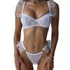 Perspective wrinkled lace decoration sexy temptation three-point erotic underwear set
