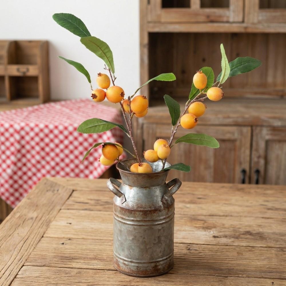 Luxury Artificial Loquat Fruit Branch Faux Loquat Fake Plants Simulation Fruit Tree  Gift
