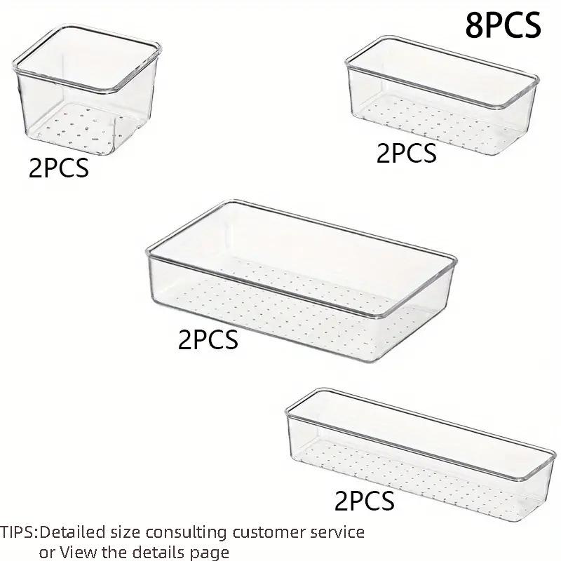 Clear Drawer Organizer Set with Built-in Dividers for Miscellaneous Items