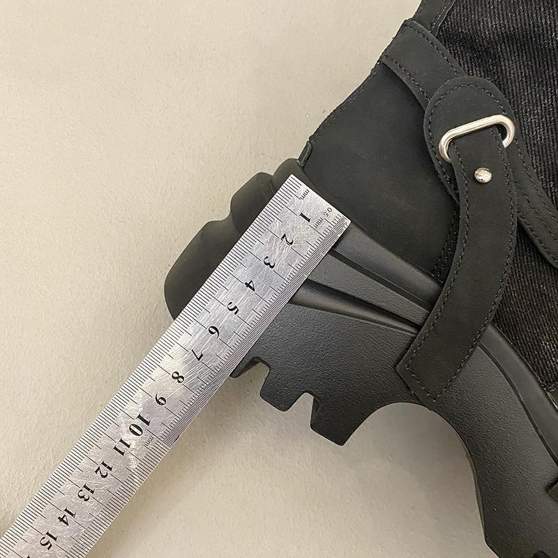 Martin boots women's new versatile splicing cloth thick-soled muffin straps recreational locomotive boots small short boots