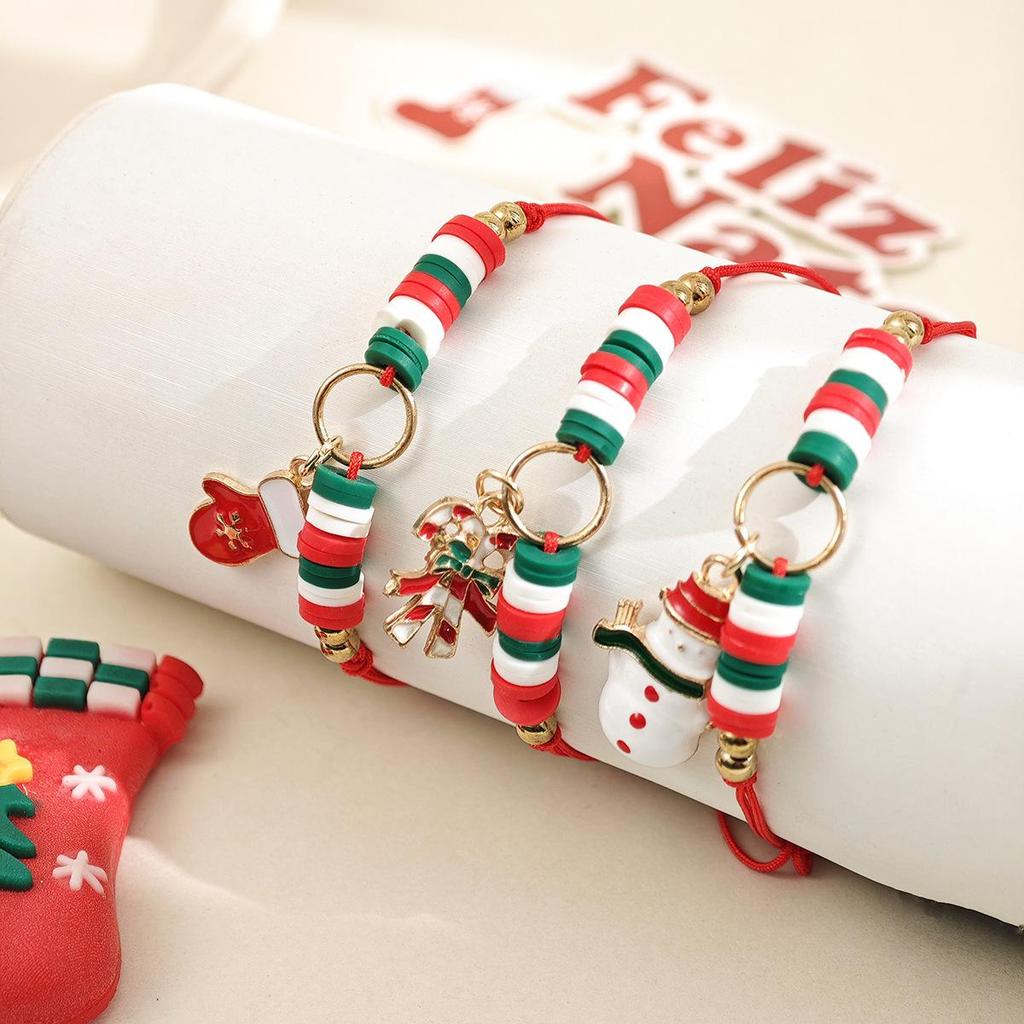 Luxury Hand-Knitted Snowman Bracelet Set - Fashionable, Simple, and Sweet for Christmas.