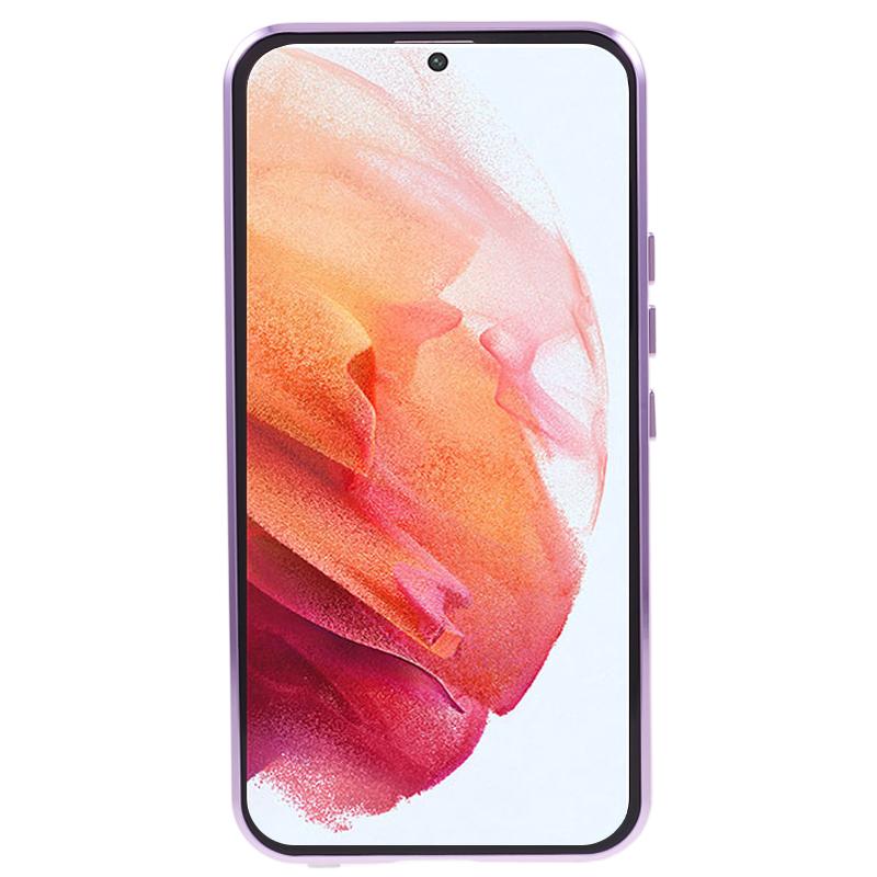 For Samsung Galaxy S21 5G Security Lock Magnetic Phone Case Metal Frame Double Sided Tempered Glass Clear Cover