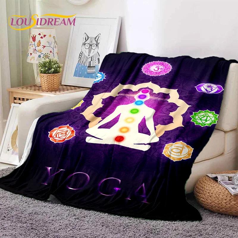 3D Yoga Meditation Rainbow 7 Chakra HD Soft Flannel Blankets,Throw Blanket Comfortable Blanket for Picnic Beds Home Bedroom Gift