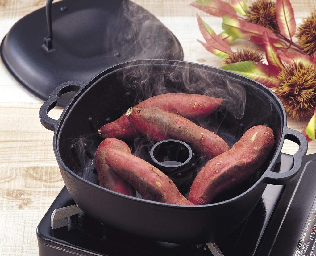 Iwachu Sweet Potato Inner Dimensions x for Direct Flame Nambu 21102 Pot, Black, 24.5 24.5 cm, Use, Ironware,
