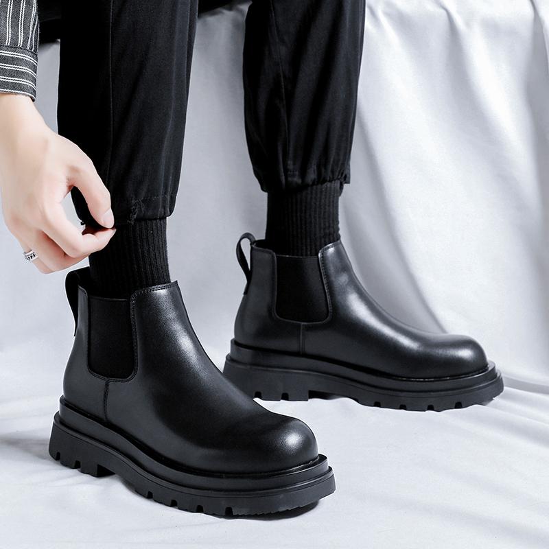 Brand Men's Genuine Leather Short Boots Thick Sole Durable Sole Men's Outdoor Casual Boots Versatile Winter Business Boots
