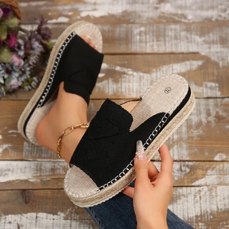 

Модные женские босоножки на высоком каблуке с толстой подошвой, повседневная обувь, женские летние босоножки на танкетке, женская обувь, женские туфли на платформе, мюли, тапочки 42