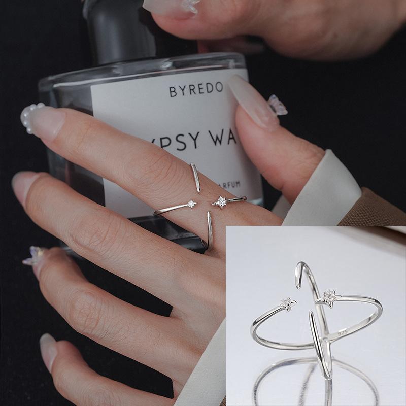 PANJBJ Real 925 Silver Retro Round Ring For 2 Rigns Women Chain Vintage Fine Jewelry Minimalist Accessories Gift