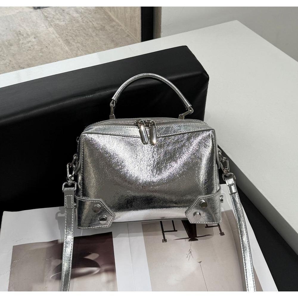 Cowhide Shoulder Women's Bag Versatile Messenger Women's Simple Shopping Bag Large Capacity Practical Solid Color Leather