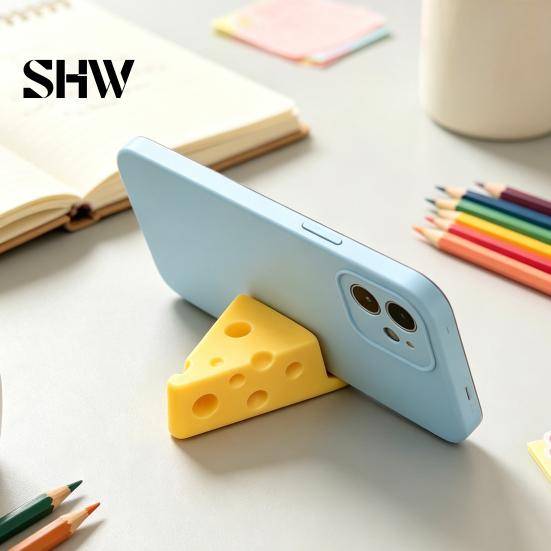 Stable Phone Cradle 3D Printed Cheese Holder, Cute Mini Mount with Hard Material Holder Keychain Ring, Lightweight Portable Desktop Stand for