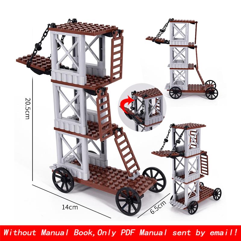 MOC Kreatives Mittelalterliches Schloss Königlicher Ritter Rom Spartacus Streitwagen Belagerungsmaschine Modell Bausteine Ziegel Spielzeug Geschenke