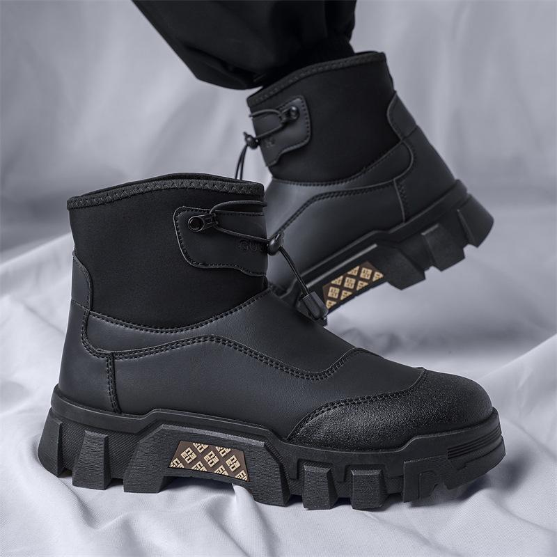 Autumn and Winter New High-top Shoes Martin Leather Boots Fashion Overalls Boots Men's Casual Retro Chelsea Men's Shoes