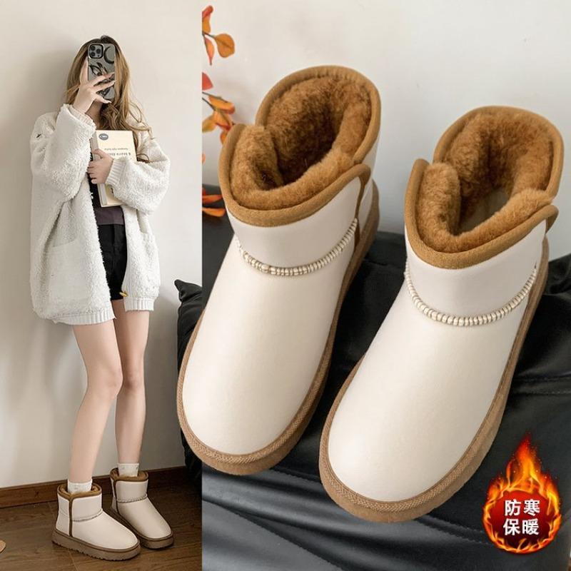 Thick-soled Short Snow Boots Women's Autumn and Winter New Cotton Boots Large Size Comfortable Round Head Velvet Thermal Cotton Shoes