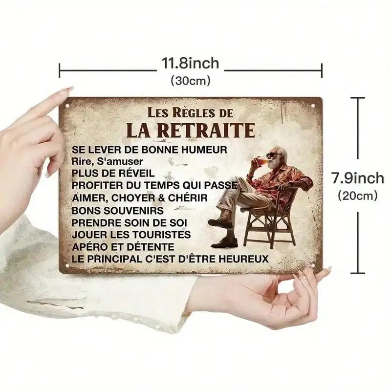 

Old German Vintage Metal Sign for Retirement Rules Gift Rustic Tin Plaque Wall Decor for Patio Bar Bedroom 20x30cm（7.8x11.8inch）