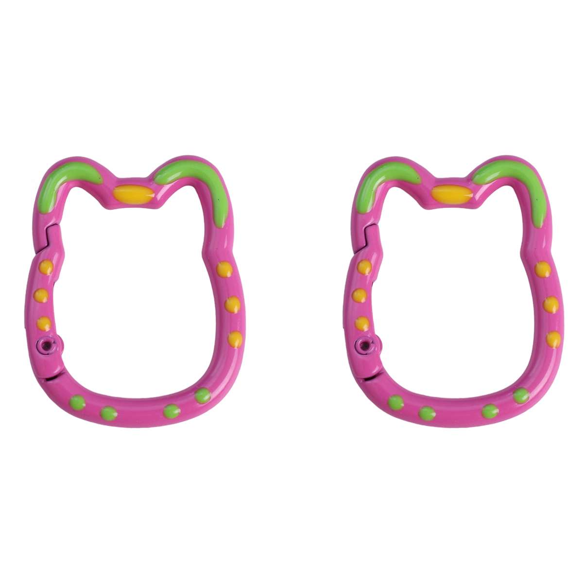 1PC Lucky Cat Keyring Buckle Metal Snap Double-Sided Painted Keychain Lucky Cat Accessories DIY Handmade Keychain Bag Charms Decoration фуксия