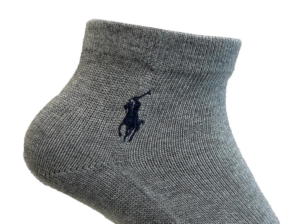 POLO RALPH LAUREN Herren 5-Zehen Kurze Golfsocken, Baumwollmischung, mit Stickdesign, Grau, 2er-Set