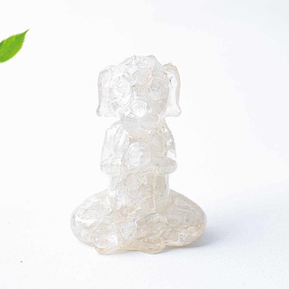 Zen Sitting Dog Resin Art Desk Decor Handmade Crystals For Meditation Gift StyleA