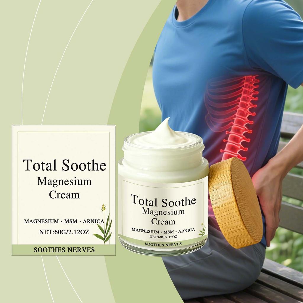 Total Relief Magnesium Cream, Nerve Relief Magnesium Cream for Knee Joint & Muscle, Non-Greasy Relief for Joint & Muscle Comfort