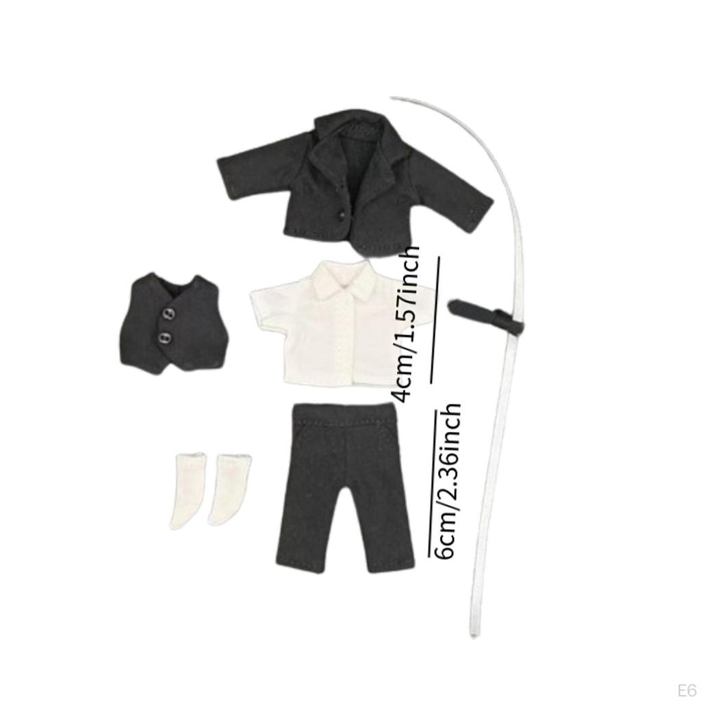 1/12 Doll Clothes, Handmade Full Suit, Costume with Jacket Pants for 6in Model Year Gifts
