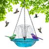 ABS Outdoor Bird Bath with Solar Pump Artistic Water Basin for Patio Yard Courtyard Fences Balcony Handrails Garden Decoration