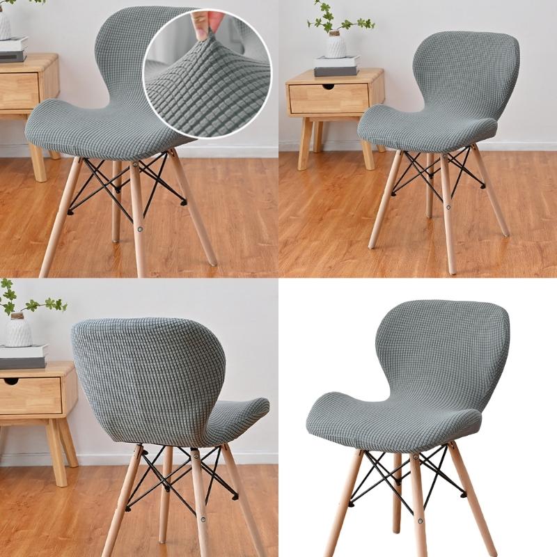 Polars Fleece Fabric Butterfly Chair Cover Stretch Solid Color Curveds Seat Cover Washable Dining Chairs Slipcover