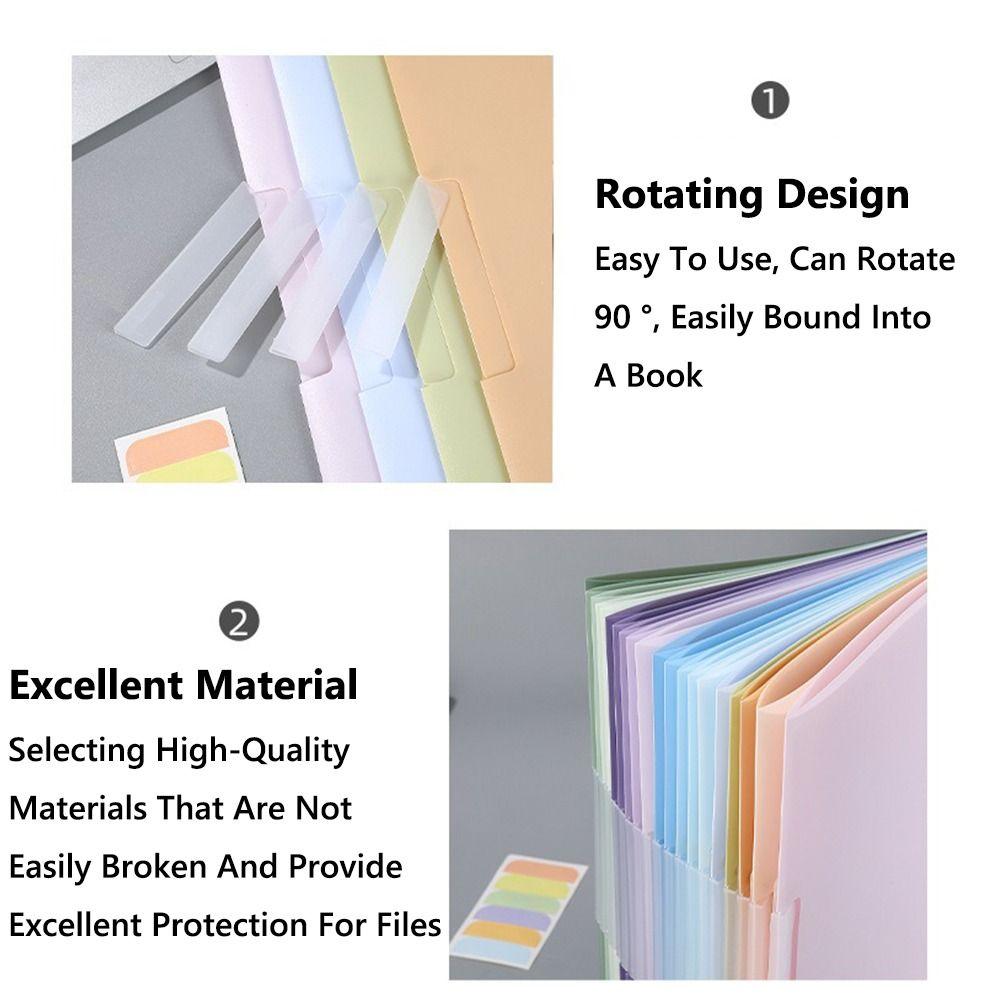5PCS/Set Rotating Side Opening A4 File Folder Gradient Color File Organizer School Office