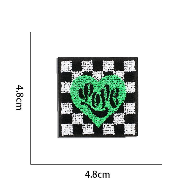 Square Embroidery Cloth Sticker, Computer Embroidery Chapter, Ironing Plaid Pattern Patch Sticker, Clothes Decoration Patch Sticker, Embroidery Label