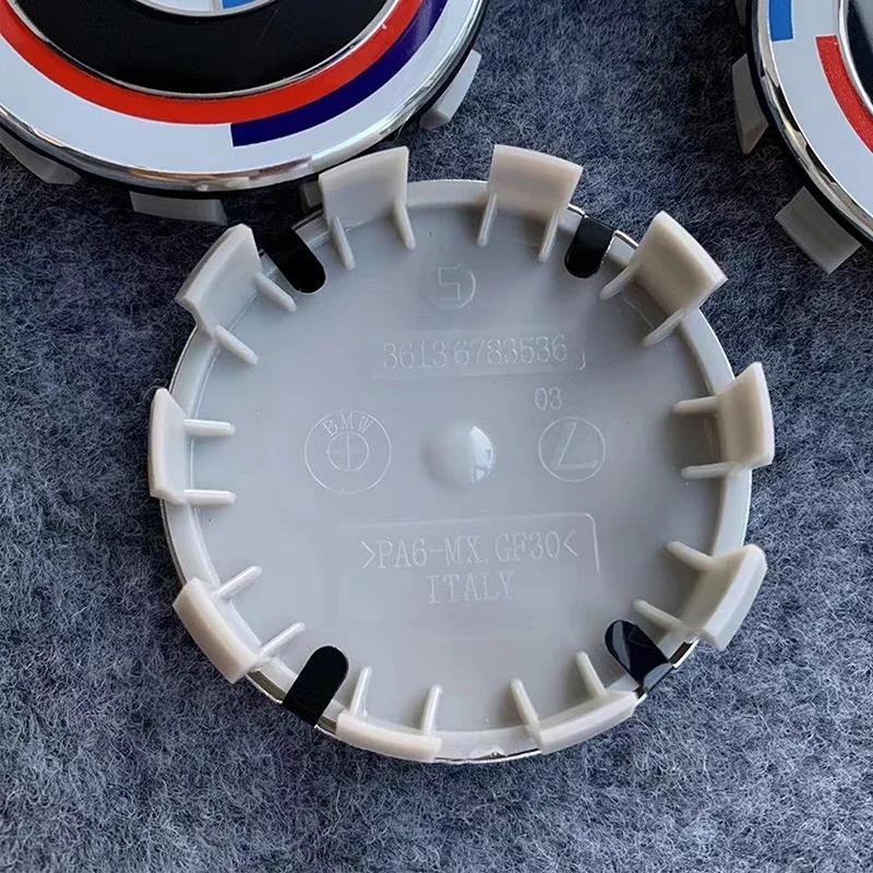 4 Stück 56/68mm Auto Radkappen Auto Radnabenabdeckung Radkappen Dekoration Zubehör für Für BMW 50. Jubiläum LOGO Abzeichen Emblem