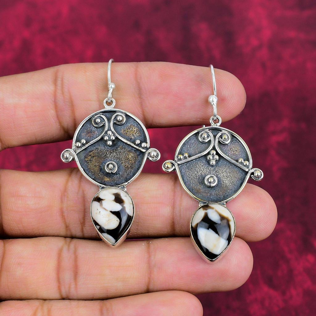 Buffalo Jasper Earrings Gemstone Jewelry, 925 Solid Sterling Silver Earrings, Gift For Women Handmade Earrings